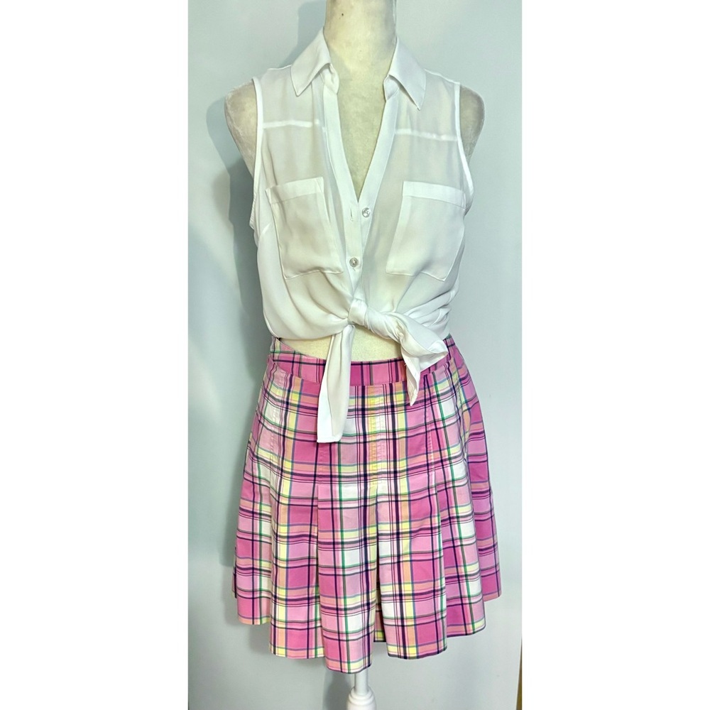 Lilly Pulitzer pleated, preppy mini skirt pink and yellow Cotton/Polyester- 6